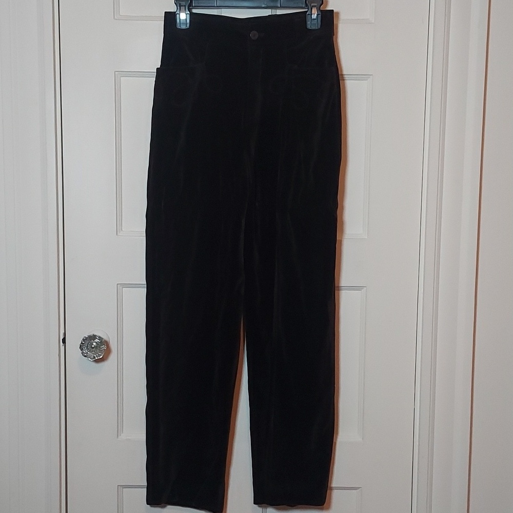 Vintage ESCADA Velvet Pants with Pocket Detailing Brown Straight Leg Size 38